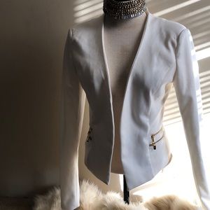 Off white jacket with gold side zipper detail